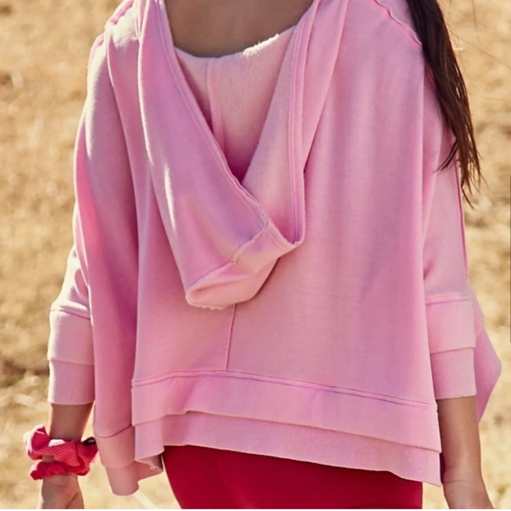 Free People FP Movement Bonfire Sweatshirt Hoodie in Peony (Light Pink) - Picture 2 of 6
